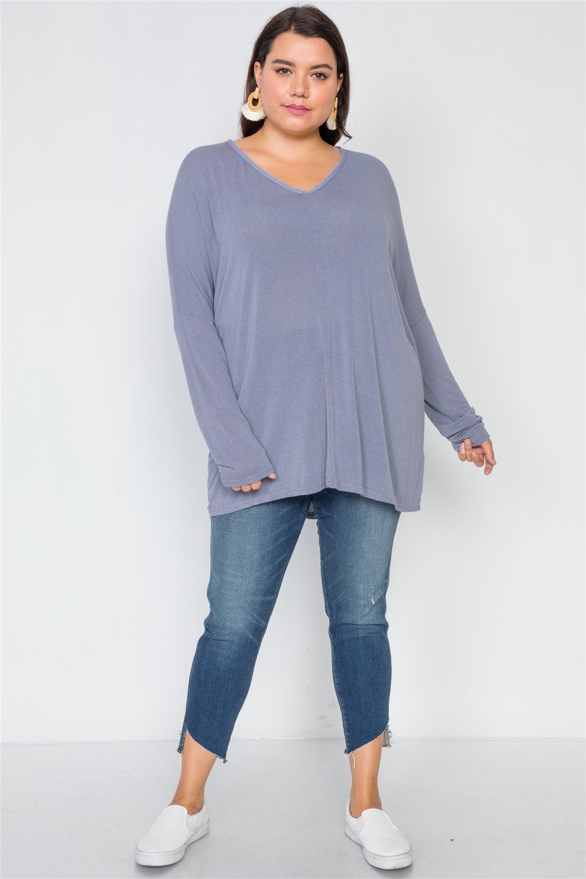 Plus Size Basic Over Sized Long Sleeve Top