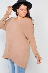 Plus Size Basic Over Sized Long Sleeve Top