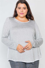 Load image into Gallery viewer, Plus Size Knit Long Sleeve Contrast Trim Top
