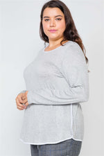 Load image into Gallery viewer, Plus Size Knit Long Sleeve Contrast Trim Top
