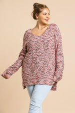 Load image into Gallery viewer, Long Sleeve V-neck Soft Knit Pullover Tunic Sweater
