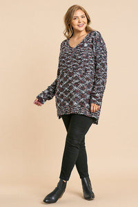 Long Sleeve V-neck Soft Knit Pullover Tunic Sweater