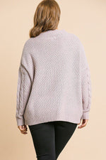 Load image into Gallery viewer, Long Sleeve Cable Knit Mock Neck Pullover Sweater
