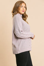 Load image into Gallery viewer, Long Sleeve Cable Knit Mock Neck Pullover Sweater
