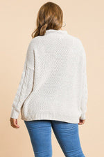 Load image into Gallery viewer, Long Sleeve Cable Knit Mock Neck Pullover Sweater
