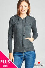 Load image into Gallery viewer, Long Sleeve Thermal Hoodie Jacket
