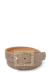 Square Shape Metal Buckle PU Leather Belt