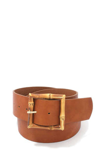 Bamboo Buckle Leather Belt