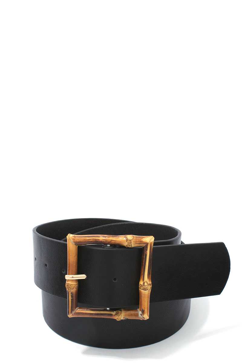 Bamboo Buckle Leather Belt