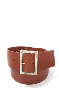 Rhinestone Buckle Pu Leather Belt