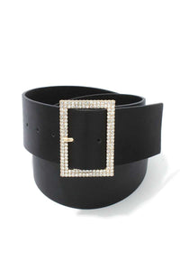 Rhinestone Buckle Pu Leather Belt