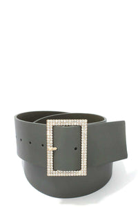 Rhinestone Buckle Pu Leather Belt