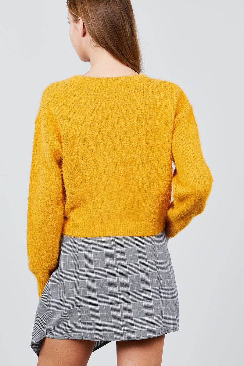 Long Sleeve Round Neck Crop Sweater