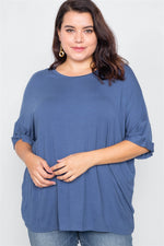 Load image into Gallery viewer, Plus Size Batwing Short Sleeve Drop-shoulder Top
