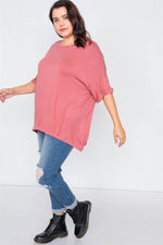 Load image into Gallery viewer, Plus Size Batwing Short Sleeve Drop-shoulder Top
