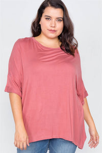 Plus Size Batwing Short Sleeve Drop-shoulder Top