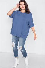 Load image into Gallery viewer, Plus Size Batwing Short Sleeve Drop-shoulder Top
