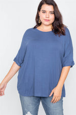 Load image into Gallery viewer, Plus Size Batwing Short Sleeve Drop-shoulder Top
