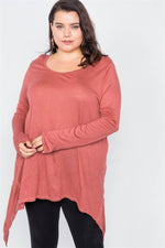 Load image into Gallery viewer, Plus Size Solid Shark Bite Raw Hem Top
