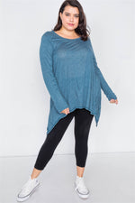 Load image into Gallery viewer, Plus Size Solid Shark Bite Raw Hem Top
