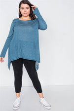 Load image into Gallery viewer, Plus Size Solid Shark Bite Raw Hem Top
