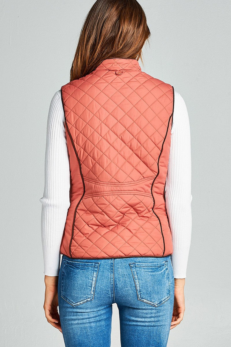 Faux Shearling Lined Quilted Padding Vest