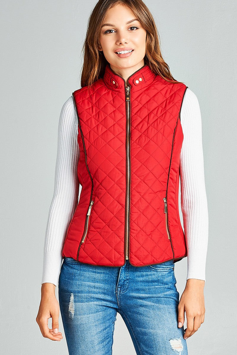 Faux Shearling Lined Quilted Padding Vest