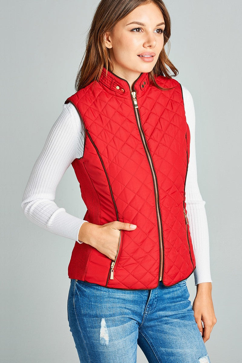 Faux Shearling Lined Quilted Padding Vest