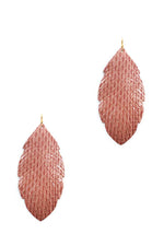 Load image into Gallery viewer, Trendy Genuine Leather Animal Skin Textured Leaf Drop Earring
