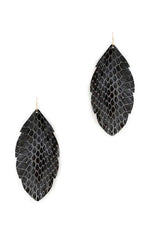 Load image into Gallery viewer, Trendy Genuine Leather Animal Skin Textured Leaf Drop Earring
