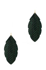 Load image into Gallery viewer, Trendy Genuine Leather Animal Skin Textured Leaf Drop Earring
