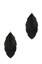 Load image into Gallery viewer, Trendy Genuine Leather Animal Skin Textured Leaf Drop Earring
