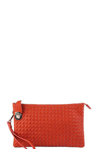 Trendy Woven Clutch Crossbody Bag with Two Straps