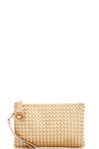 Trendy Woven Clutch Crossbody Bag with Two Straps