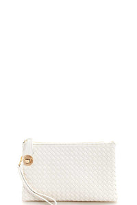 Trendy Woven Clutch Crossbody Bag with Two Straps