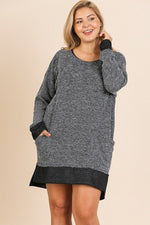 Load image into Gallery viewer, Heathered Knit Long Sleeve Round Neck Dress
