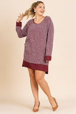 Load image into Gallery viewer, Heathered Knit Long Sleeve Round Neck Dress
