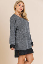 Load image into Gallery viewer, Heathered Knit Long Sleeve Round Neck Dress
