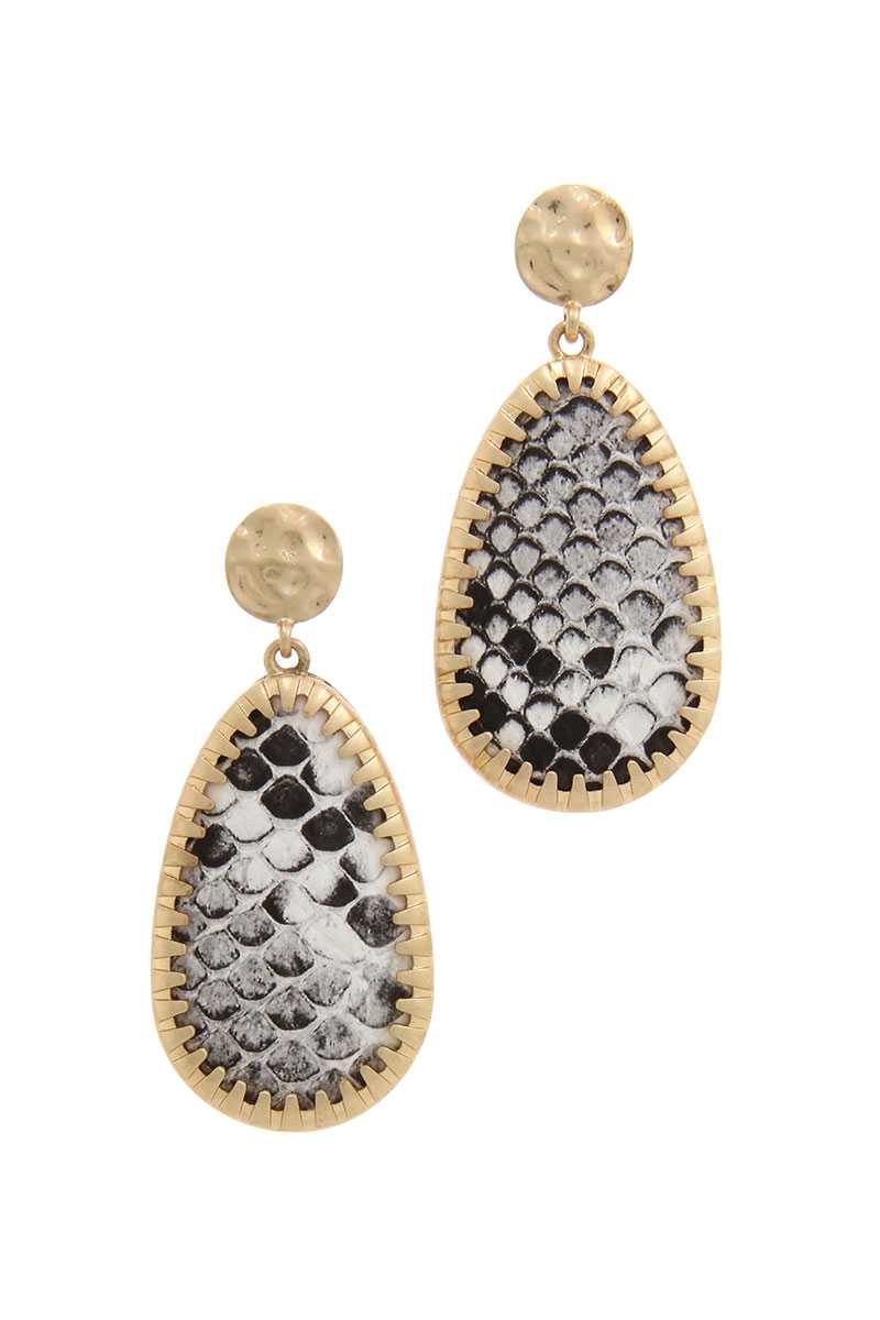 Animal Pattern Teardrop Shape Post Drop Earring