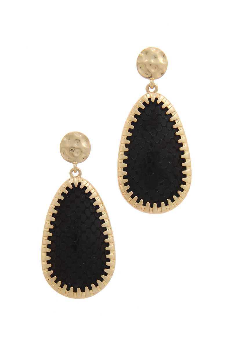 Animal Pattern Teardrop Shape Post Drop Earring