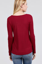 Load image into Gallery viewer, Long Sleeve Round Neck Button Rib Knit Top
