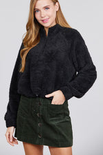 Load image into Gallery viewer, Long Dolman Sleeve Toggle Elastic Hem Faux Fur Top
