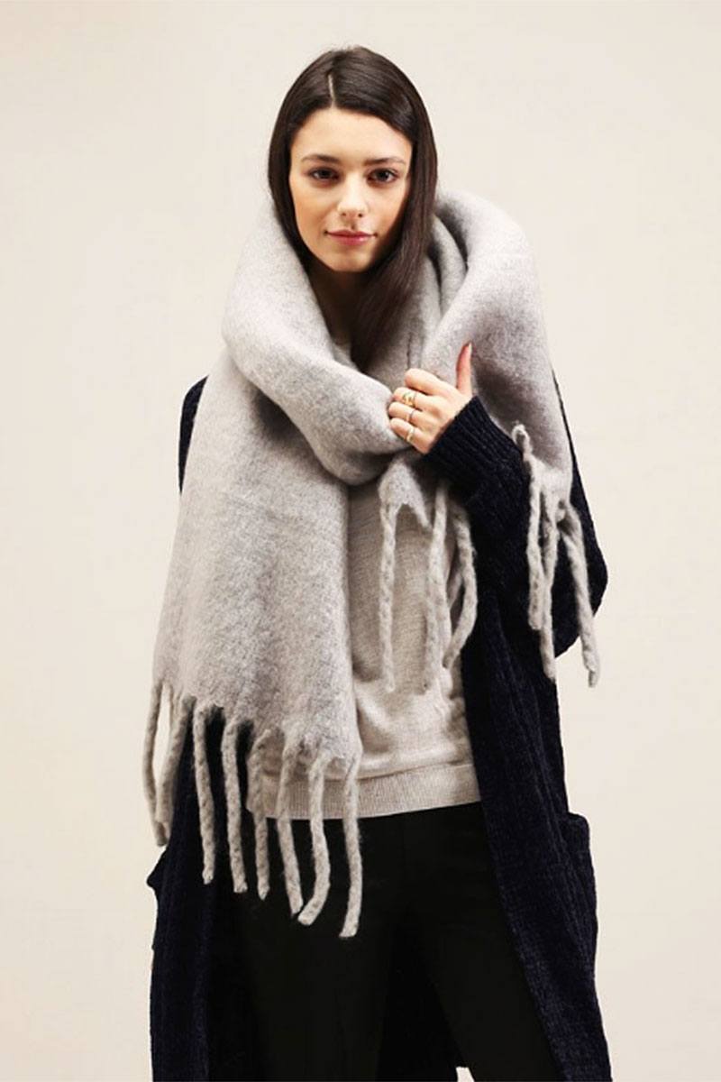 Solid Scarf With Chunky Fringe