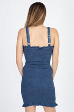 Load image into Gallery viewer, Denim Wash Smocked Mini Dress
