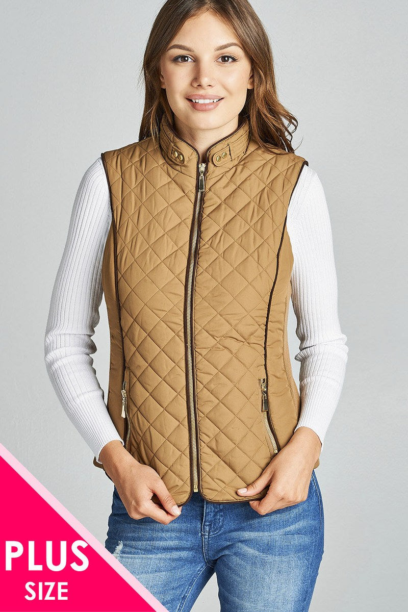 Faux Shearling Lined Quilted Padding Vest