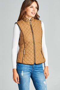 Faux Shearling Lined Quilted Padding Vest