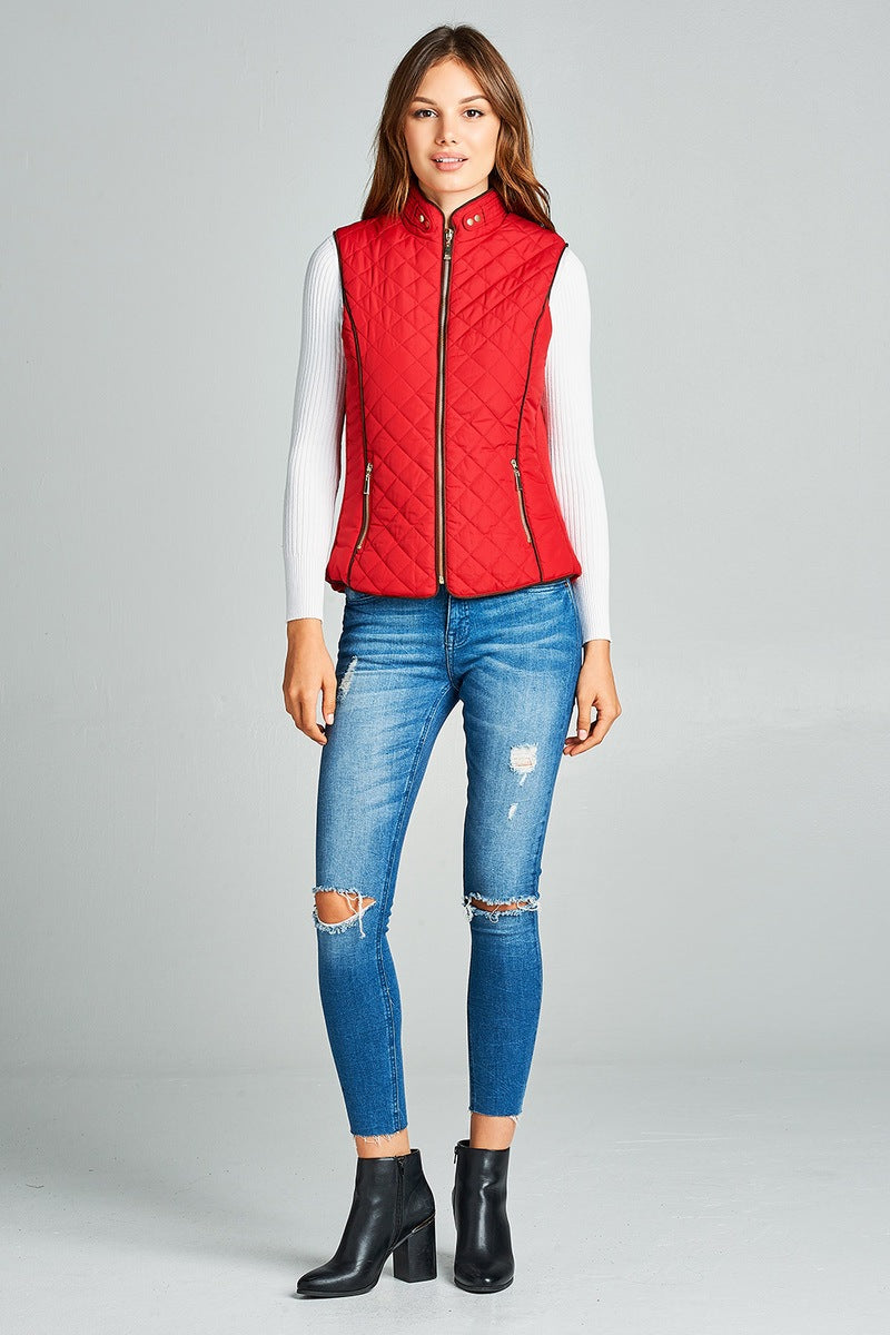 Faux Shearling Lined Quilted Padding Vest