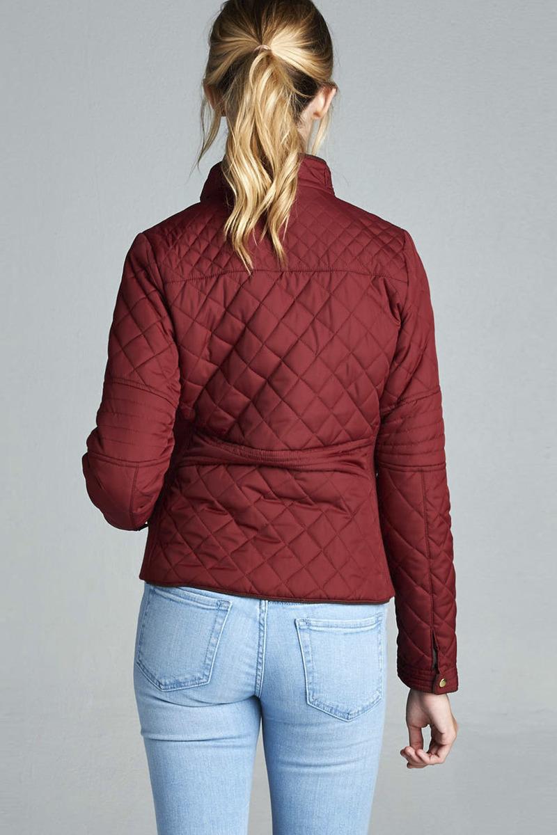 Quilted Padding Jacket With Suede Piping Details