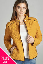 Load image into Gallery viewer, Quilted Padding Jacket With Suede Piping Details
