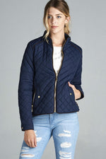 Load image into Gallery viewer, Quilted Padding Jacket With Suede Piping Details
